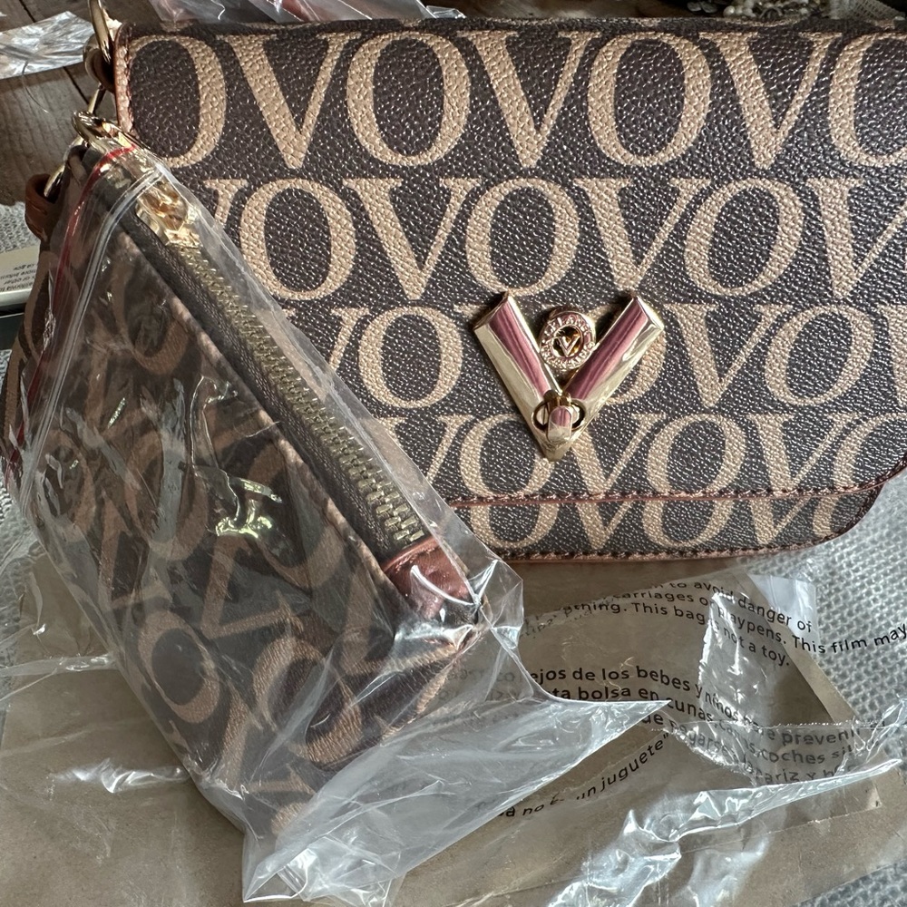 Valentino Orlandi Chocolate Brown and and Toffe Brown Crossbody Bag Set